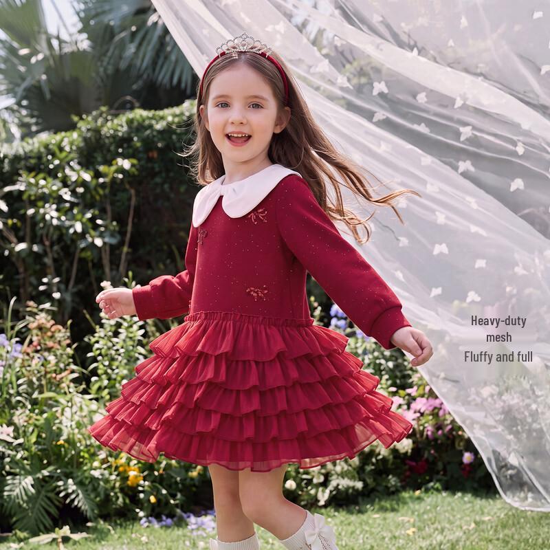 JELLYBABY Girls' Sweet Doll Collar Layered Dress