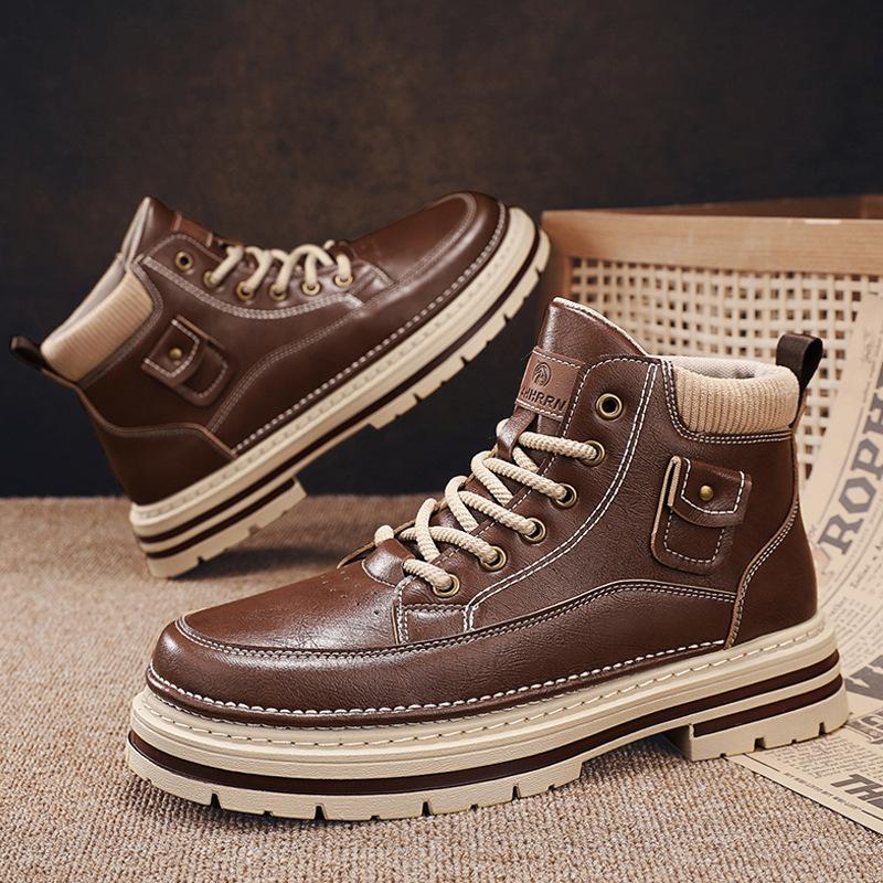 Autumn new British retro high-top Martin boots casual shoes high-top short boots leather shoes