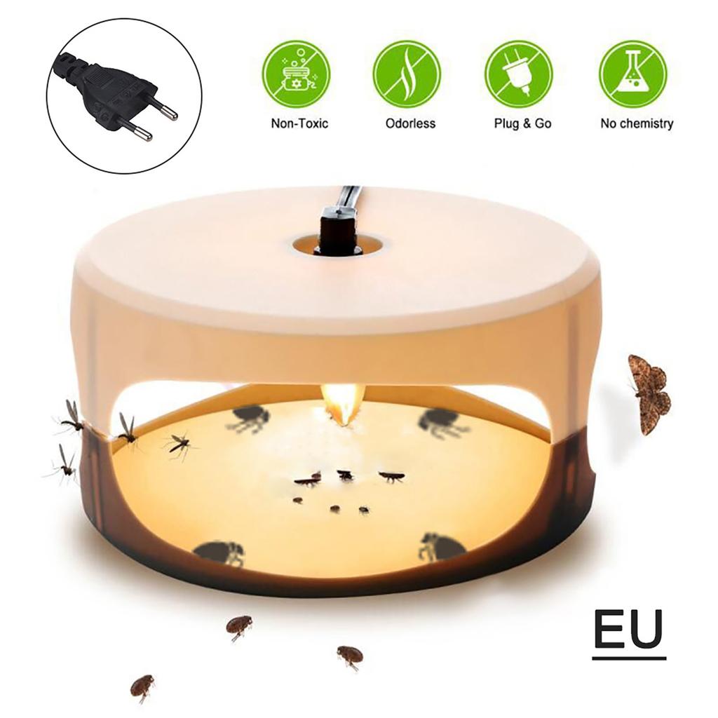 Flea Trap Dome Flea Bed Bug Trap with 2 Trapping Boards, Odorless Non-toxic Flea Killer Trap Pad, Flea Trap Light Children and Pets Friendly