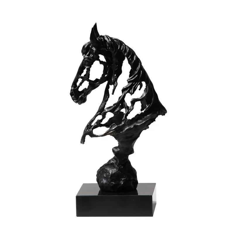Creative Metal Handicrafts Simulation Animal Sculpture Hollowed-out Horse Head Metal Figurine Home Decoration Accessories
