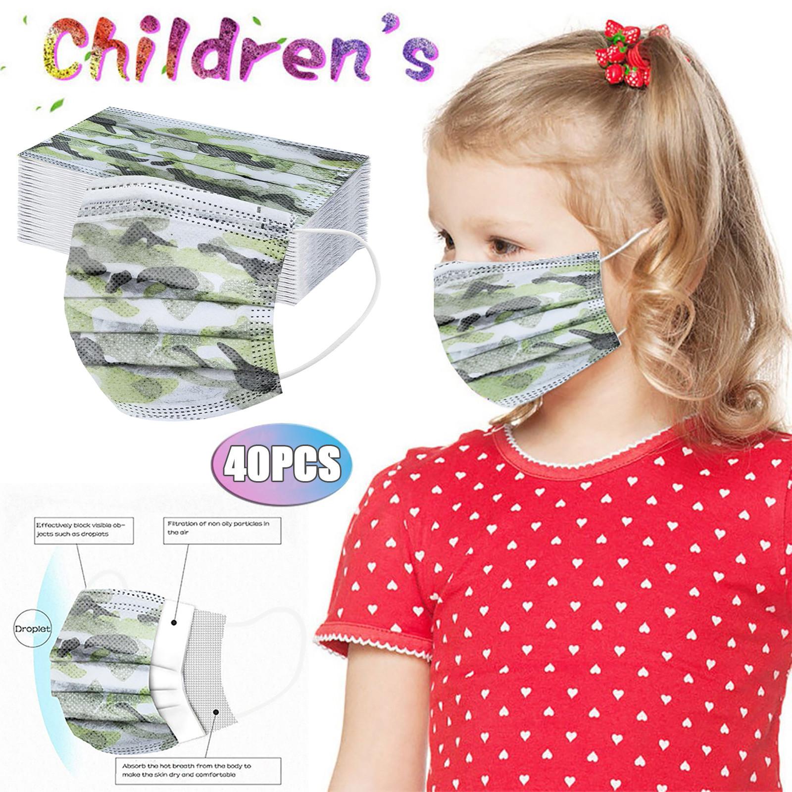 40PC Children Tie-dye Gradient Printed Three-Layer Disposable Mask Comfortable, Breathable, and Stylish