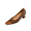 Fashion NEW Spring/Autumn Women Shoes Square Toe Chunky Heel Women Pumps Genuine Leather Shoes for Women Elegent Mixed Colors Cute Shoes