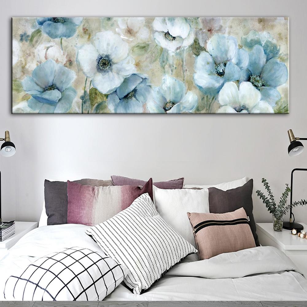 Modern Landscape Canvas Painting Abatrat Yellow Blue Flower Posters And Prints Wall Art Pictures For Living Room Decor No Frame