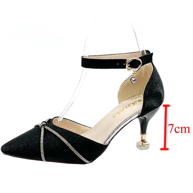 Mode Kristall Kreuz-Gebunden Damen Schuhe Pumps Spitz Zehe Med Heels Hochzeit Schuhe Frau Elegante Dünne Heels Party Schuhe