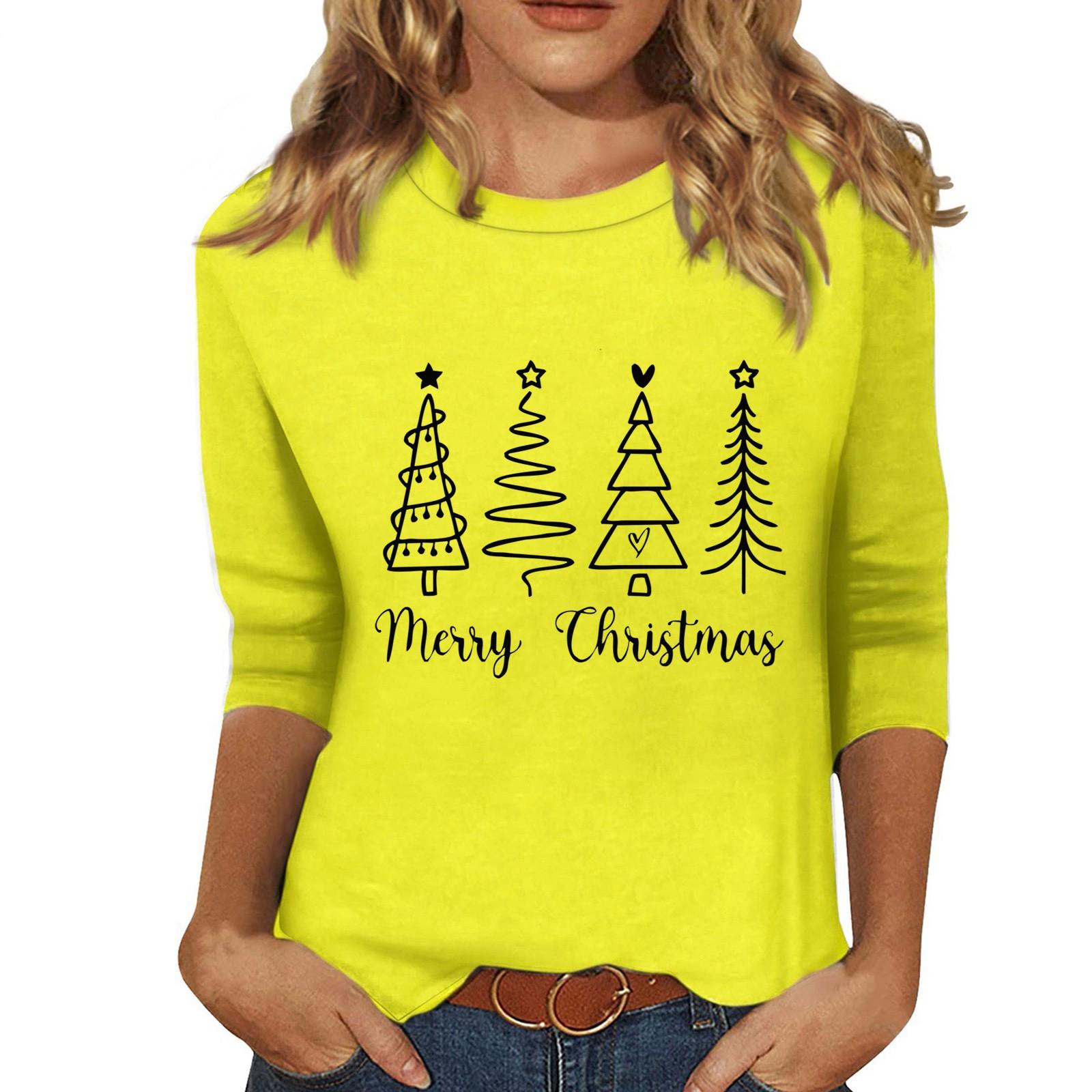 

Женская мода повседневная кофта с разрезом на рукаве 3/4 и принтом ко Дню святого Валентина с круглым вырезом XL жёлтый