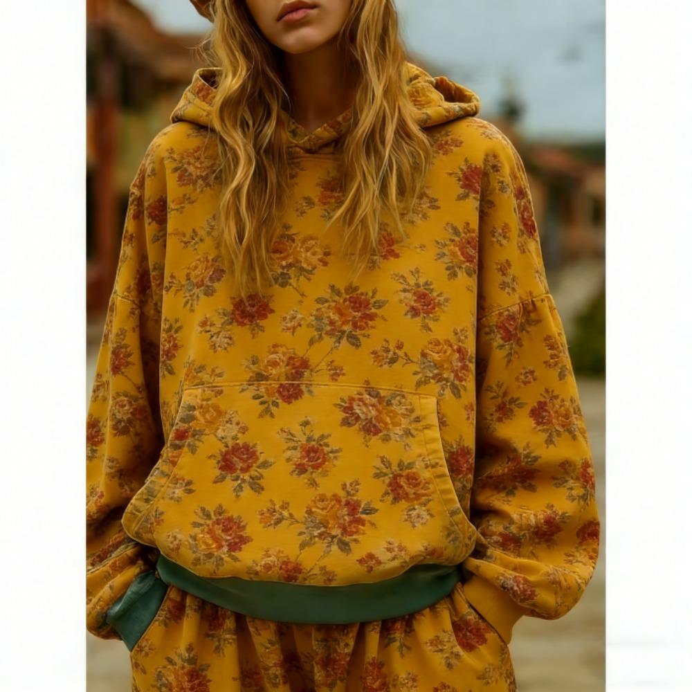 Europäisch Amerikanischer Floral 3D Druck Hoodie Damenmode Bohemia Lässiger Hoodie Streetwear Sweatshirt Damenkleidung Oberteil