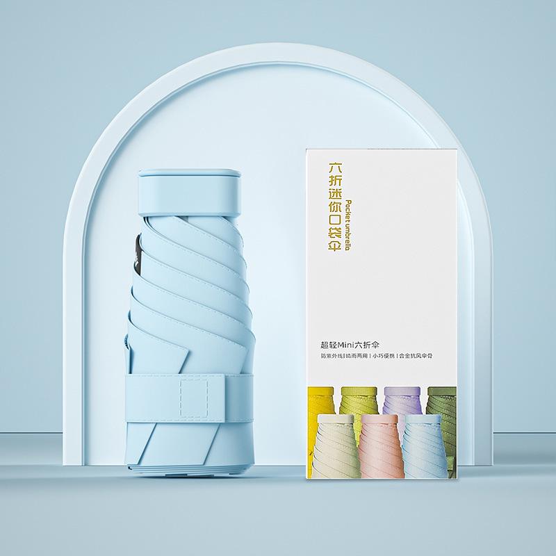 Flache 60% Rabatt, sechs offene Ringschnalle, Sonnenschirm, Sonnenschutzschirm, kleiner frischer Schirm, 50% Rabatt für beides Wetter und Regen.