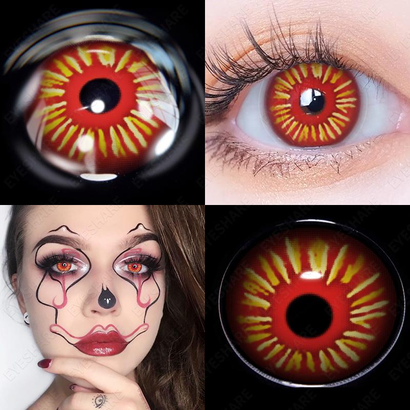 Eyeshare 1 Pair Cosplay Contact Lenses for Eyes Colorful Yellow Anime Lenses for Cosplay Halloween Cosmetics Pupils