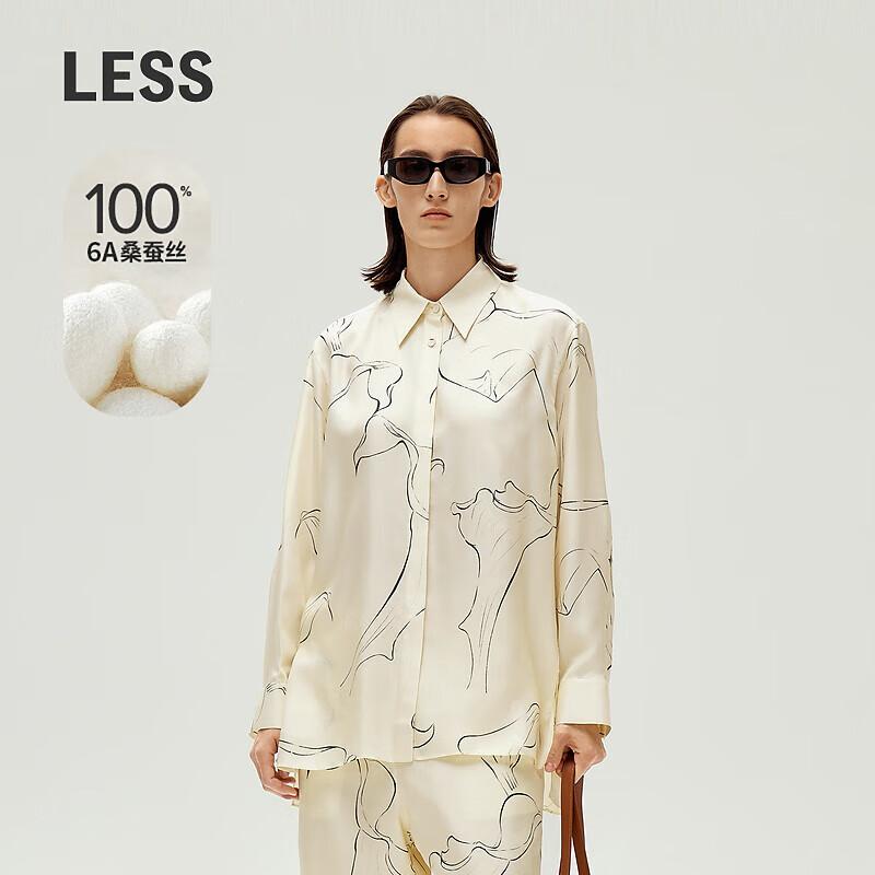 LESS 2024 Spring Two-Tone Mulberry Silk Shirt S