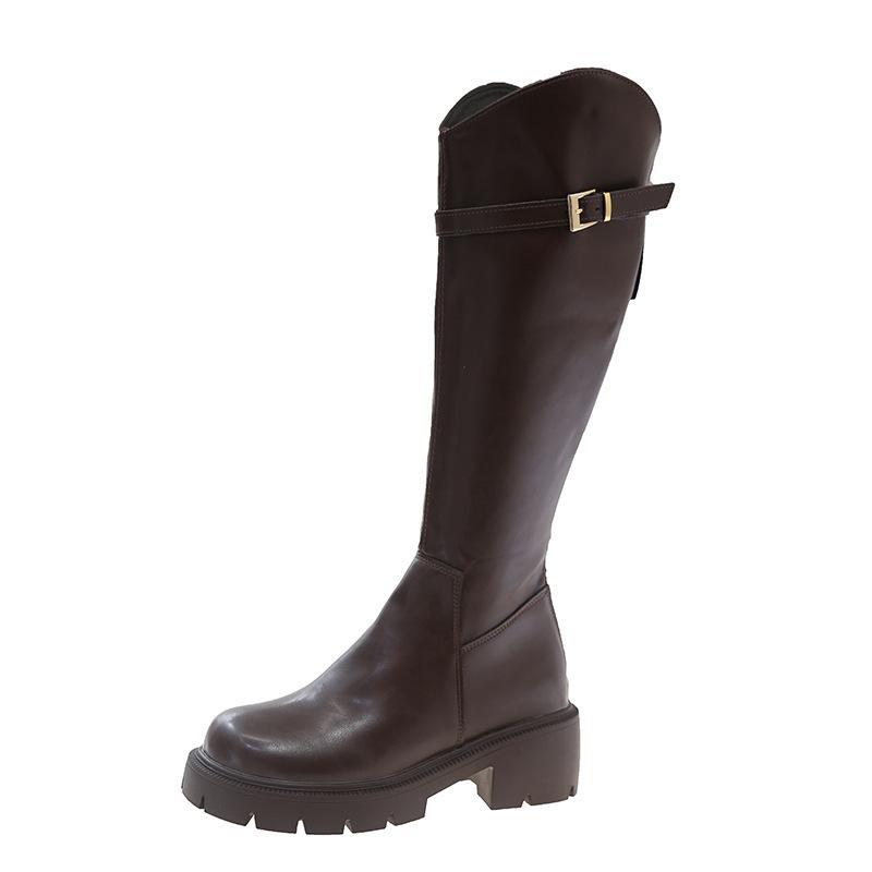 Fashion versatile boots women's autumn 2025 new thick heel high boots temperament thin high sense knight boots