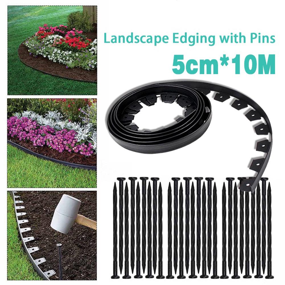 10M Garden Edging Borders with 30 Spikes No Dig Garden Border Edging Landscape Edging Border Kit for Garden Flower Beds Pavement