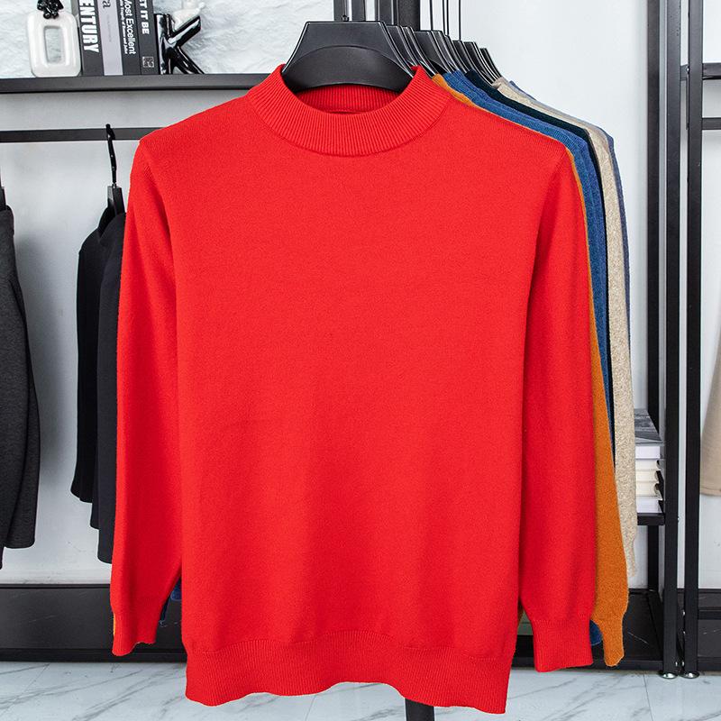 Men’s Autumn/Winter Half-High Collar Knitwear - Warm Inner Layer for Middle-Aged and Elderly