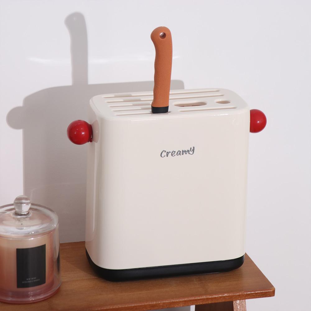 Space Saving Kitchen Cutlery Holder Plastic Cutlery Drying Rack Dopamine Knives Rack  Countertop