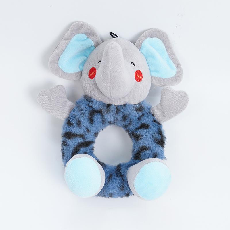 Cute Elephant Plush Squeaky Dog Toy, Soft Ring Pet Chew Toy for Puppy, Interactive Teething Toy for Small Medium Dogs синий