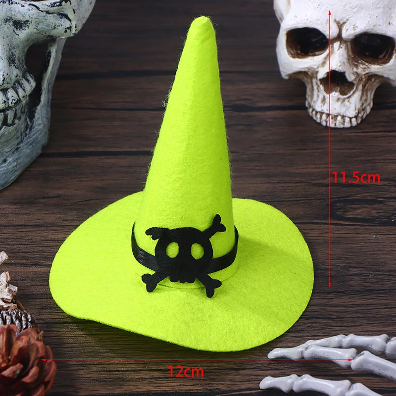 3Pcs Miniature Dollhouse Mini Color Felt Witch Hats For Halloween House Decoration Dolls Accessories Kids Play Toys Witch Hats