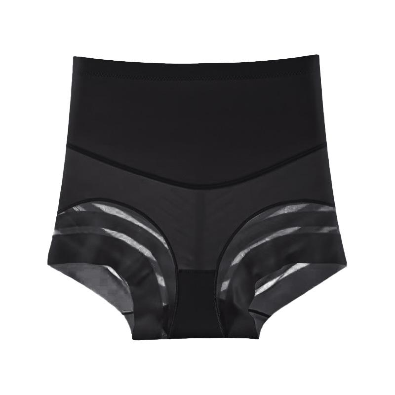 Plus-size Women's Summer Stripe Mesh Gauze Slim High Waist Shape Cotton Crotch Triangle Briefs
