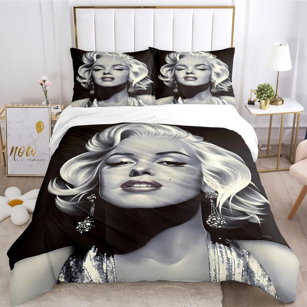 Marilyn Monroe Duvet Cover Soft Bedding Set with Pillowcases for Teens Single Double Queen King Size