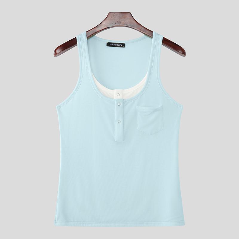 INCERUN Men Summer Strap Sleeveless Fitted Casual Tank Tops Undershirts XL