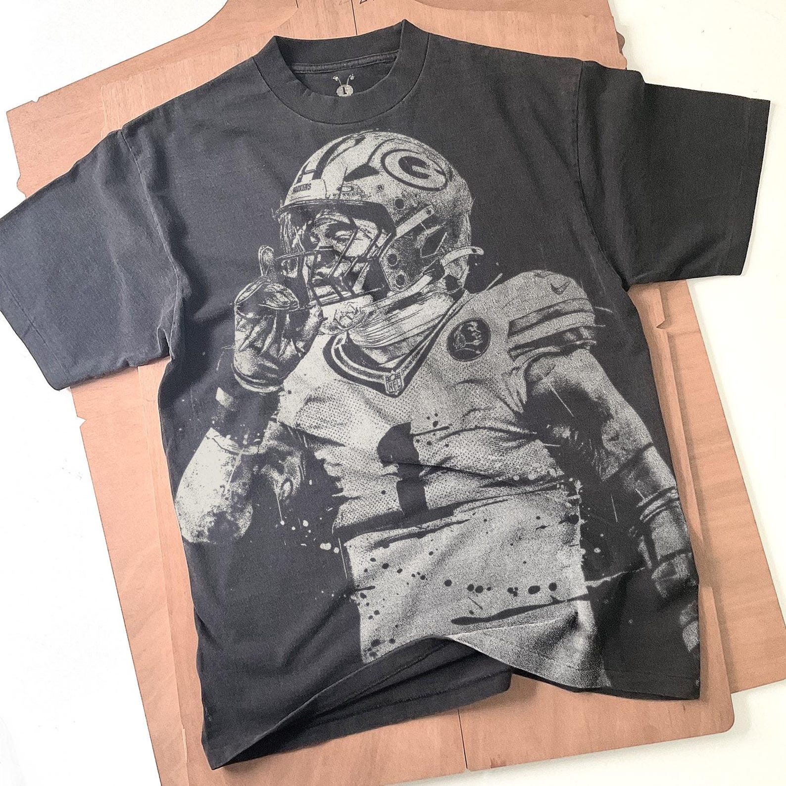 Micah Parsons Handmade Bleached Shirt: Football T-Shirt Vintage Faded Black spray art Cotton Unisex Tee 2XL
