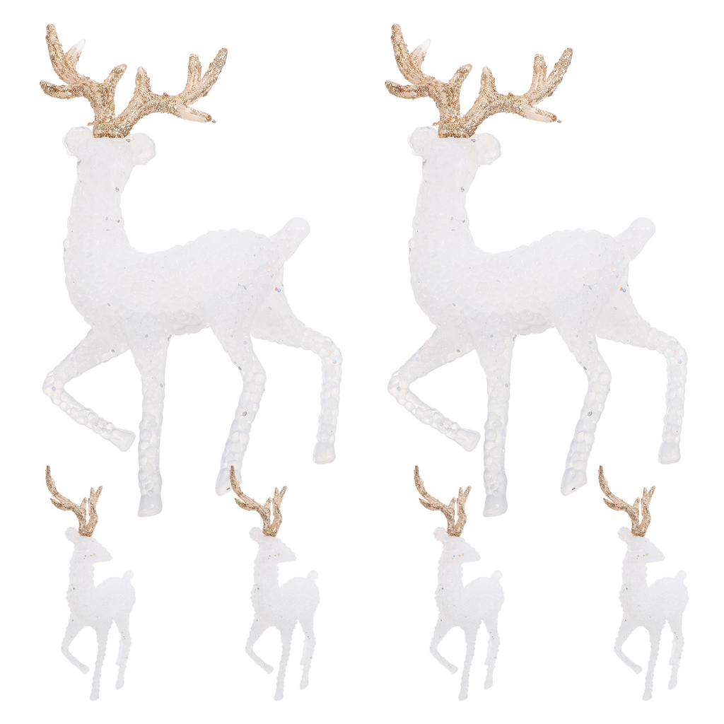 6Pcs Christmas Reindeer Decorations Adorable Elk Statues Plastic Xmas Standing Deer Ornaments Party Tabletop Holiday Decor
