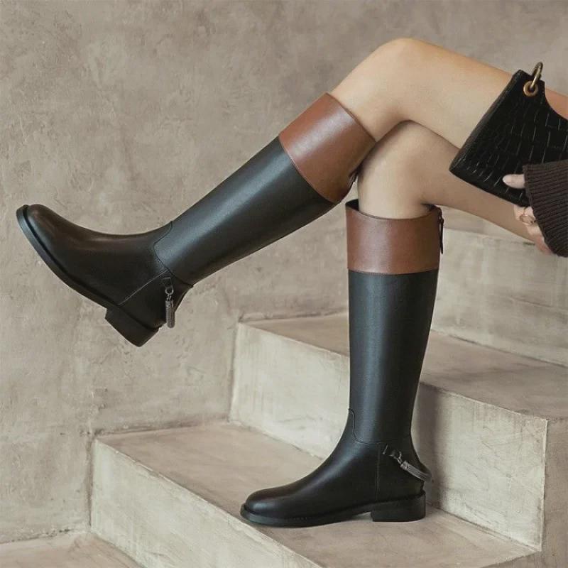 

Women s Trendy Color-Block Knee-High Flat Boots for Fall & Winter