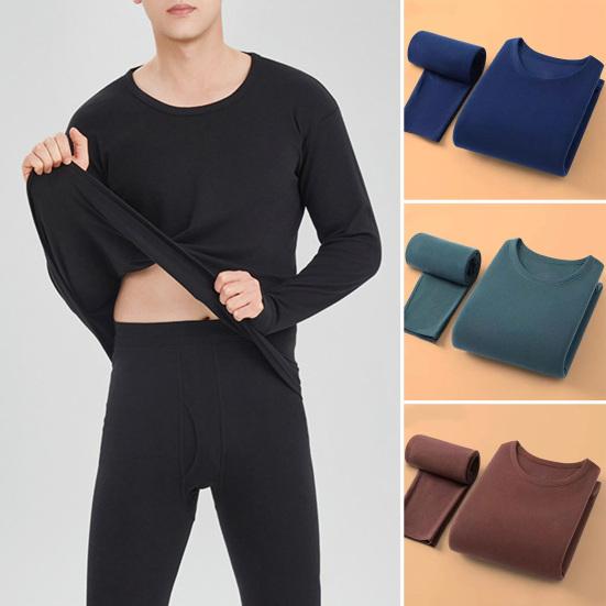 Underwear for Men Fleece Lined Base Layer Set Winter Warm