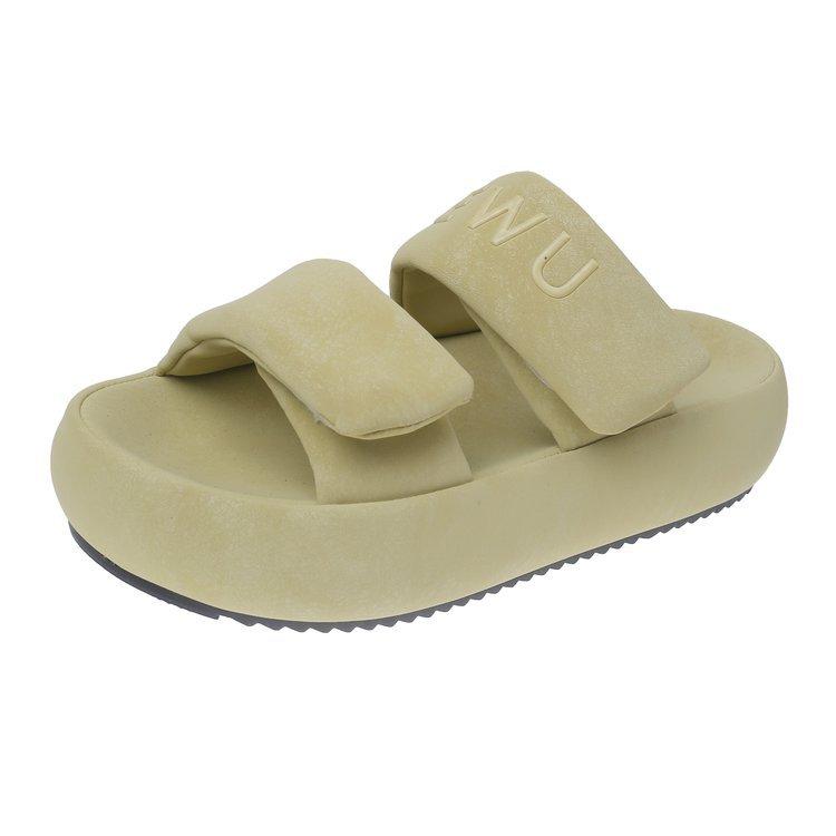 Continuous drag~ stepping on shit thick-soled slippers for women to wear 2025 summer new Velcro beach bread cool slippers