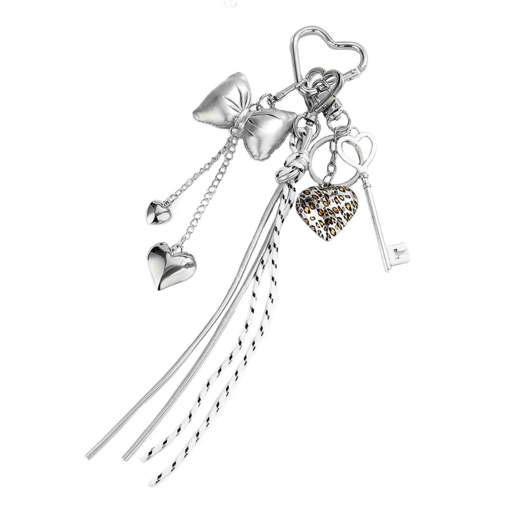 PU Heart-shaped Mobile Pendant Hand-Woven Single Button Tassel Keychain  Birthday Parties