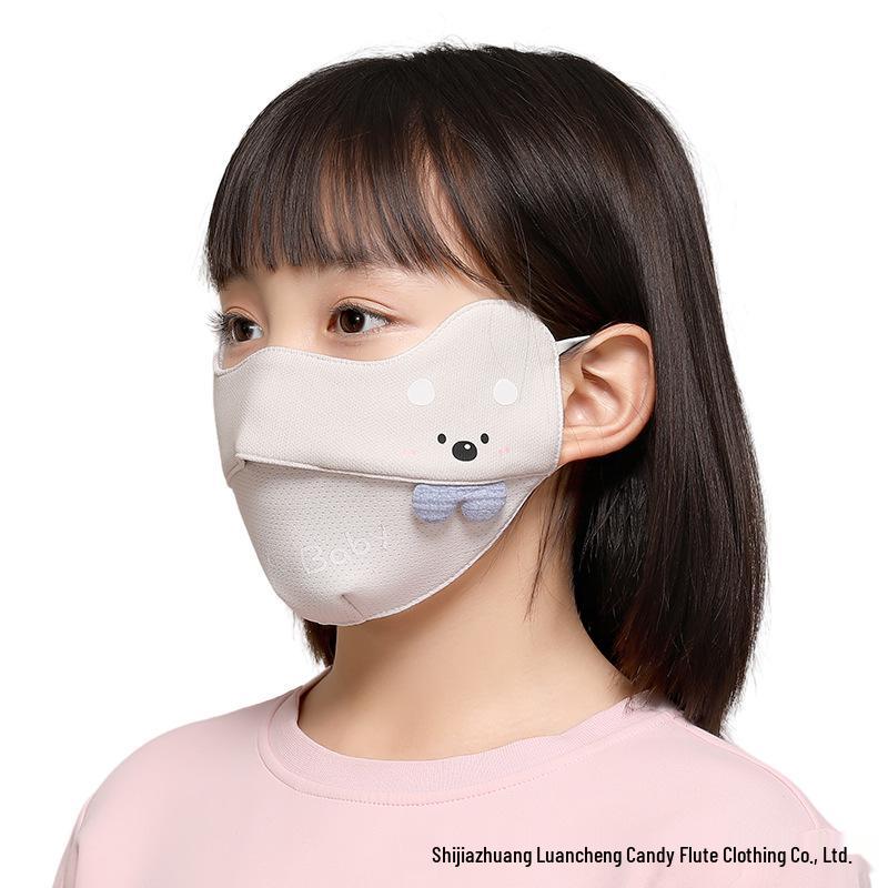 Kids' Warm Autumn/Winter Cotton Cartoon Face Mask – Washable, Windproof & Coldproof