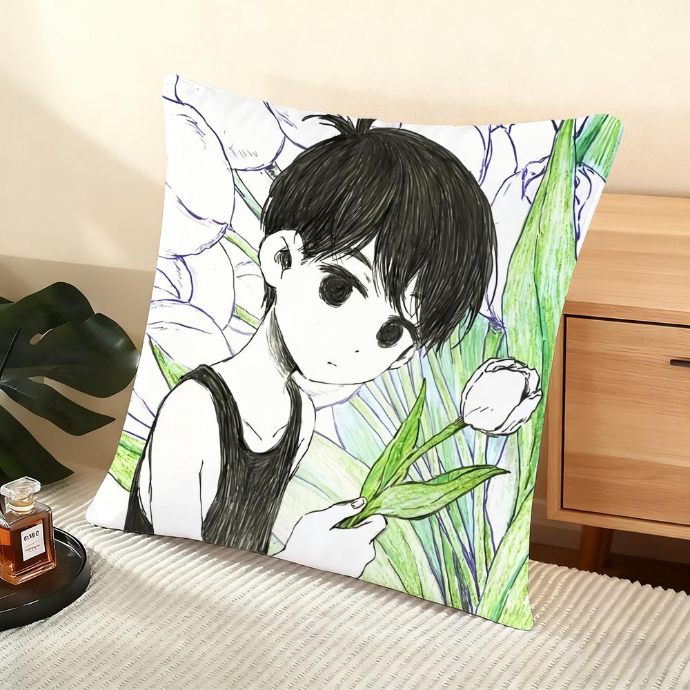 Game O-Omori Cushion Cover Soft Short Plush Pillow Cover Smooth Cozy Texture Aesthetic Cushion Case Home Decor