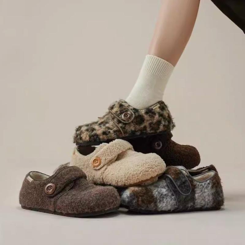 Fleece Shoes, Women's Warm Velcro Cotton Shoes, and High-heeled Shoes