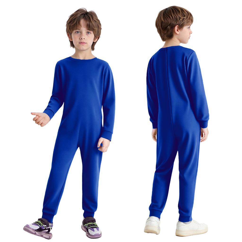 Unisex Kids Adaptive Jumpsuit Special Needs Clothing Back Invisible Zipper Cotton Long Sleeve