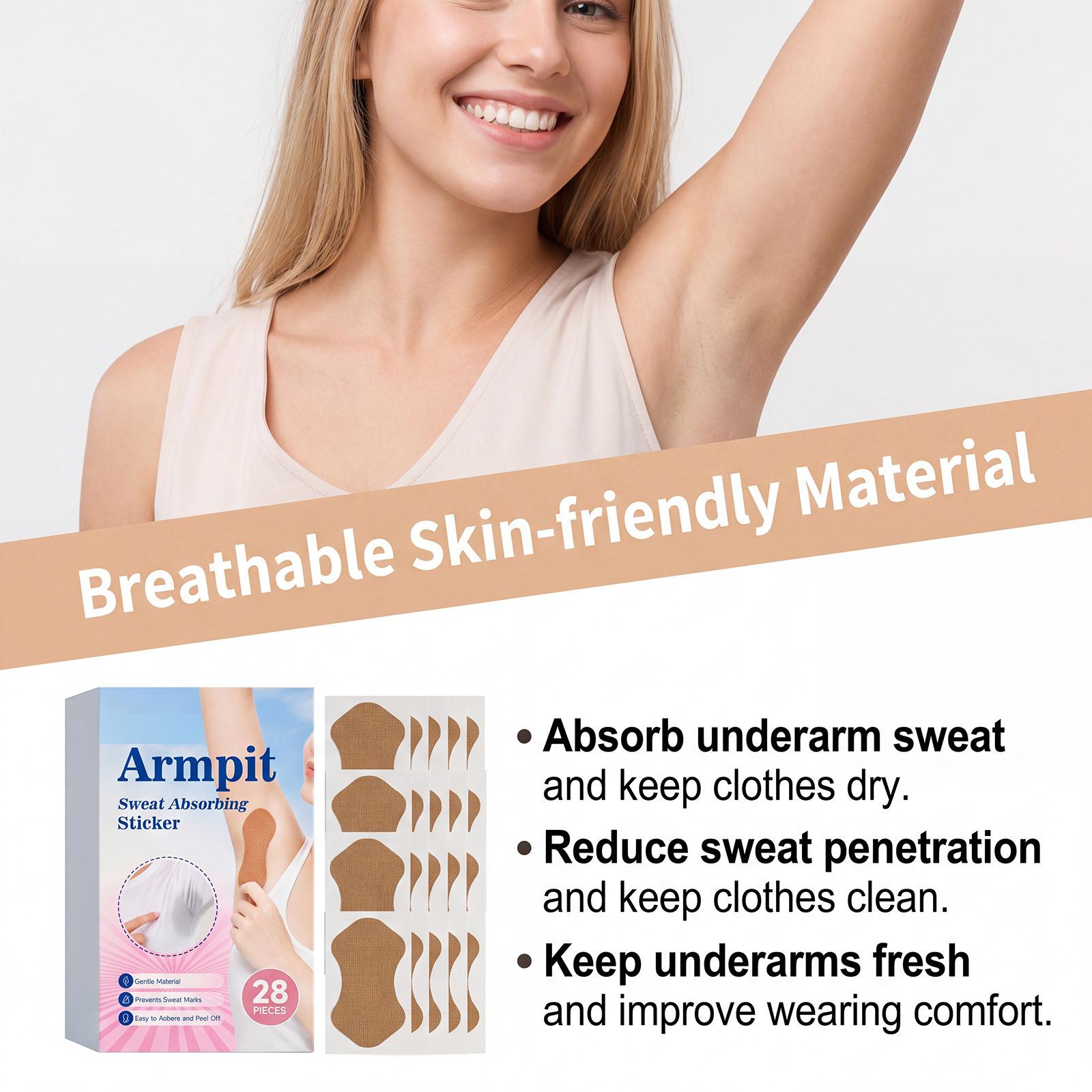 

Armpit Sweat Absorbing Pads 28 Pieces Sweatproof Underarm Stickers for Clothing Protection and Sweat Prevention Easy to Apply and Remove one size білий