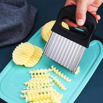 Patates İçin Kırışık Kesici Mutfak Paslanmaz Çelik Kırışık Kesici Mutfak Dalgalı Patates Kesici Kırışık Soyma Kesme Aleti