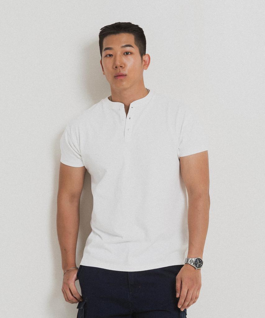 HEYSTE Cotton 3-Button Henry Tee Off-White
