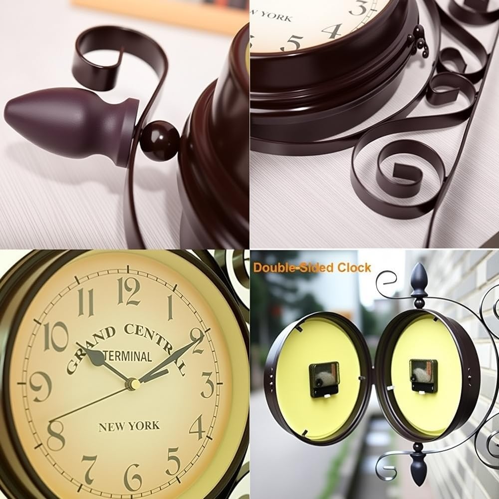 Round Chandelier Clock with Scroll Wall Side Mount Home Decor Wall Clock