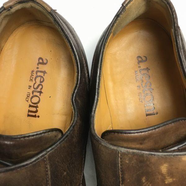 a.testoni Made in Italy Double Monk Strap Business Shoes Brown Size 7.5 (25.5cm) Men's(USED)