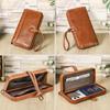 Full-Grain Lambskin Women's Wallet with Metal Hinge and Leather Hand Strap