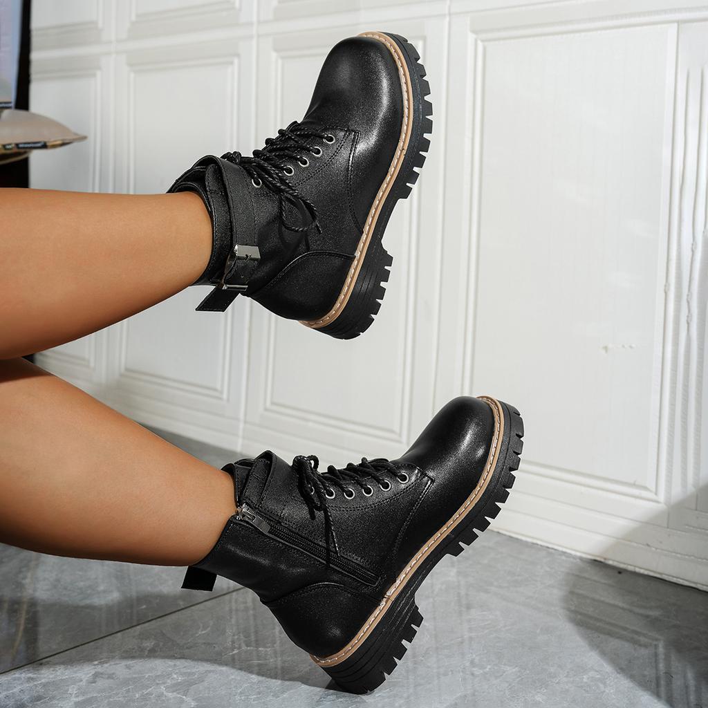 2025 New Women Leather Short Boots Outdoor Nonslip Walking Shoes Fashion Comfort Lace-up Ankle Boots Casual Female Shoes Mujer 9