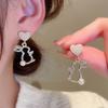 Cute Hollow Rabbit Drop Earrings for Women Crystal Imitation Pearl Heart Dangle Earrings Party Sweet Girls Gift Animal Jewelry