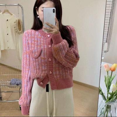 Love Button Cardigan Sweater Women Autumn and Winter Gentle Small Short Knitted Milk Sweetheart Cardigan Sweater Female Top