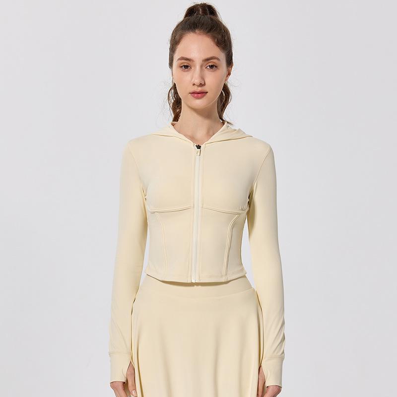 

Antibacterial Bare Feel Sports Jacket - Long Sleeve, Zippered, Tight Fit for Yoga & Running, Spring/Autumn L