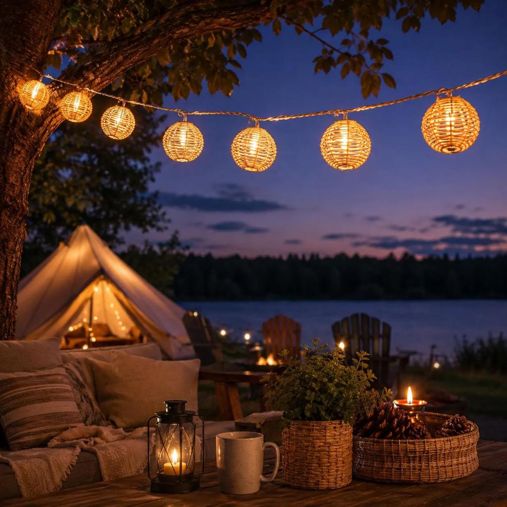 Decorative Woven Ball String Lights - 10 Pack for Indoor Outdoor Patio Decor (Battery Not Included)