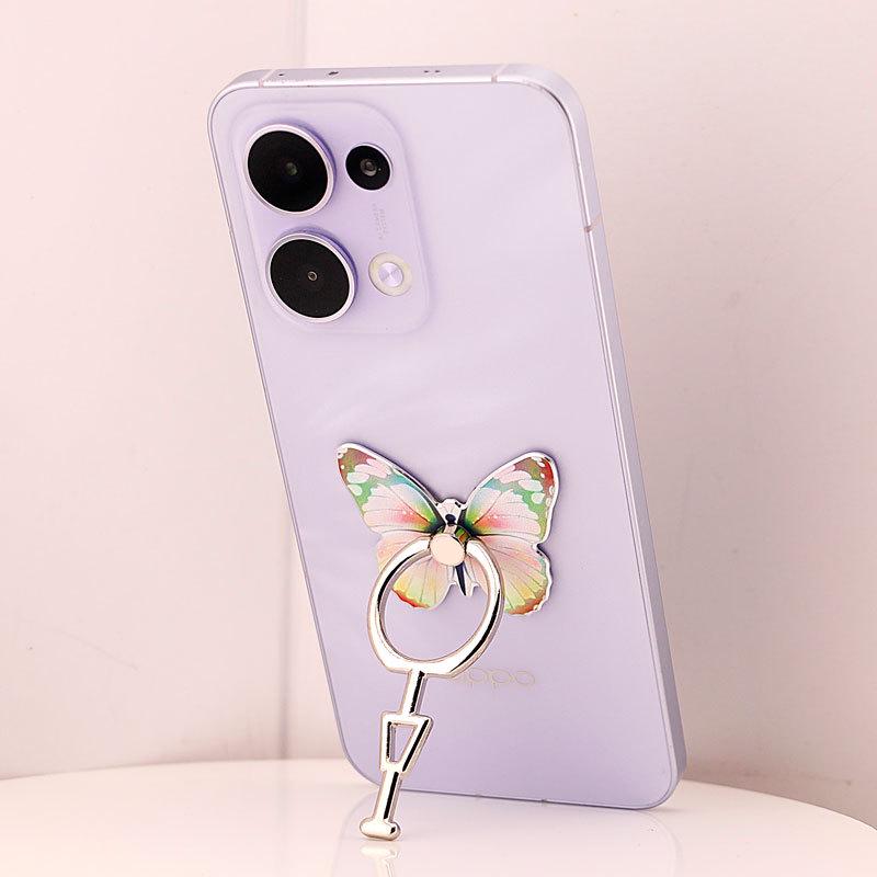 Butterfly Ring Holder: Full Metal Vertical Phone Stand, Cartoon Design for Women.