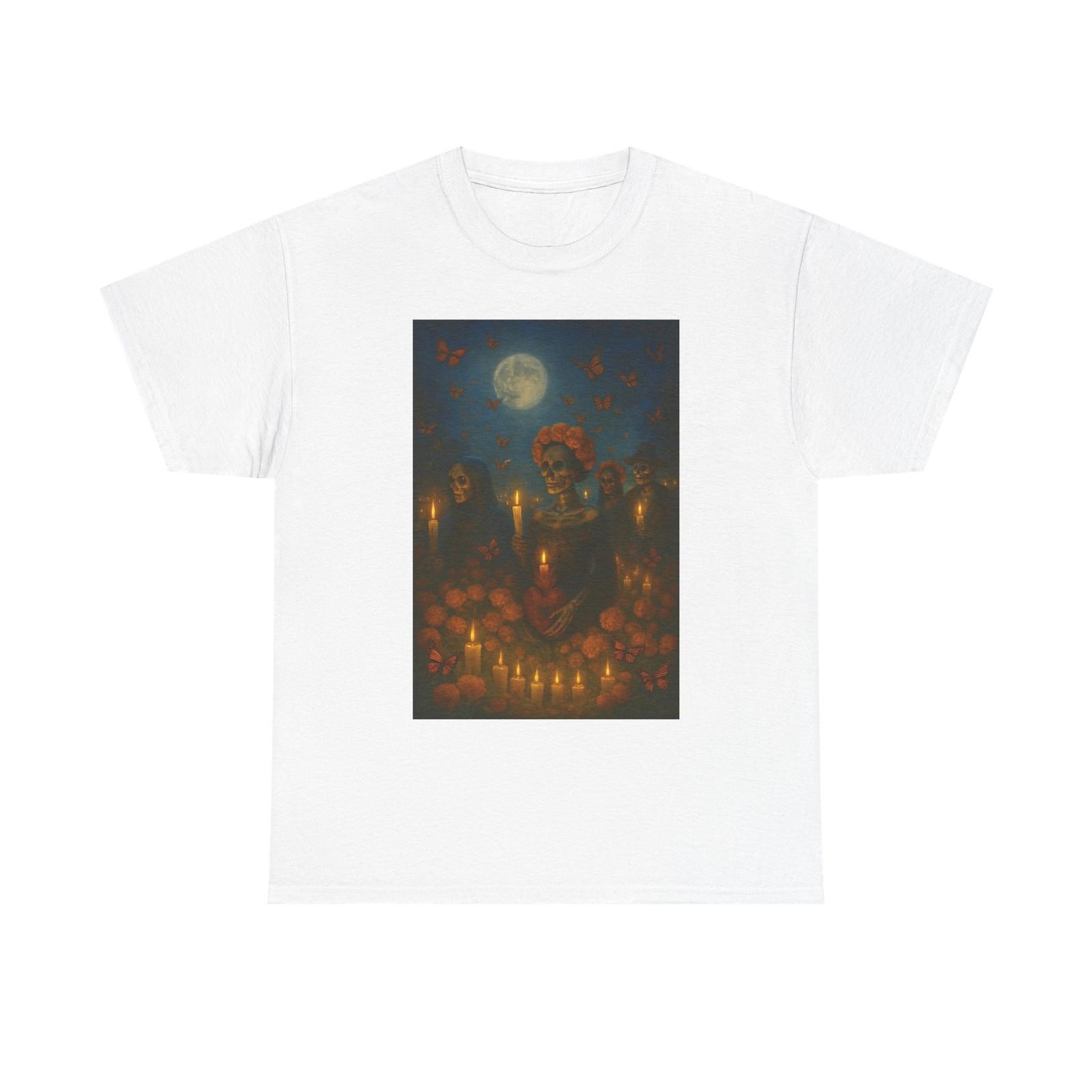 Spooky Night Day Of The Dead Unisex Heavy Cotton Tee Shirt, Graphic Tee S разноцветный
