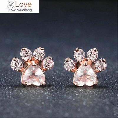 Prevenire le allergie Orecchini carini a forma di zampa di gatto per le donne Orecchini alla moda in oro rosa Orecchini a perno con stampa di artigli rosa e zampa di cane