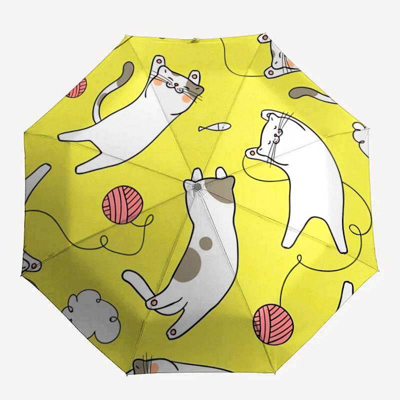 

1pc Cat Yarn Automatic Open/close Umbrella, 8-Rib sturdy structure, Portable Travel Umbrella, Parties, Everyday Use, Outdoor Accessory, Arti