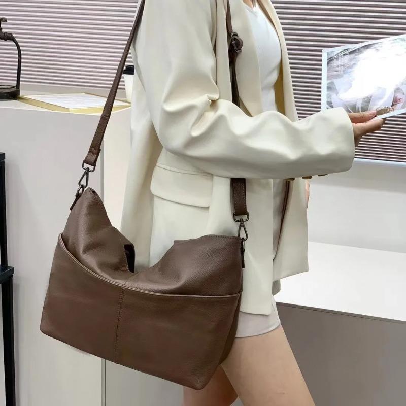 2026 New Arrival Genuine Leather Women's Large Capacity Tote Bag - High-Quality Single-Shoulder Purse Ladies' Underarm Hobo Bag