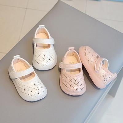 Girls Walking Shoes Sweet Trendy Kids Princess Shoes Round Toes Hollowed-out Love Heart 2025 Spring Autumn Baby Flats Non-slip