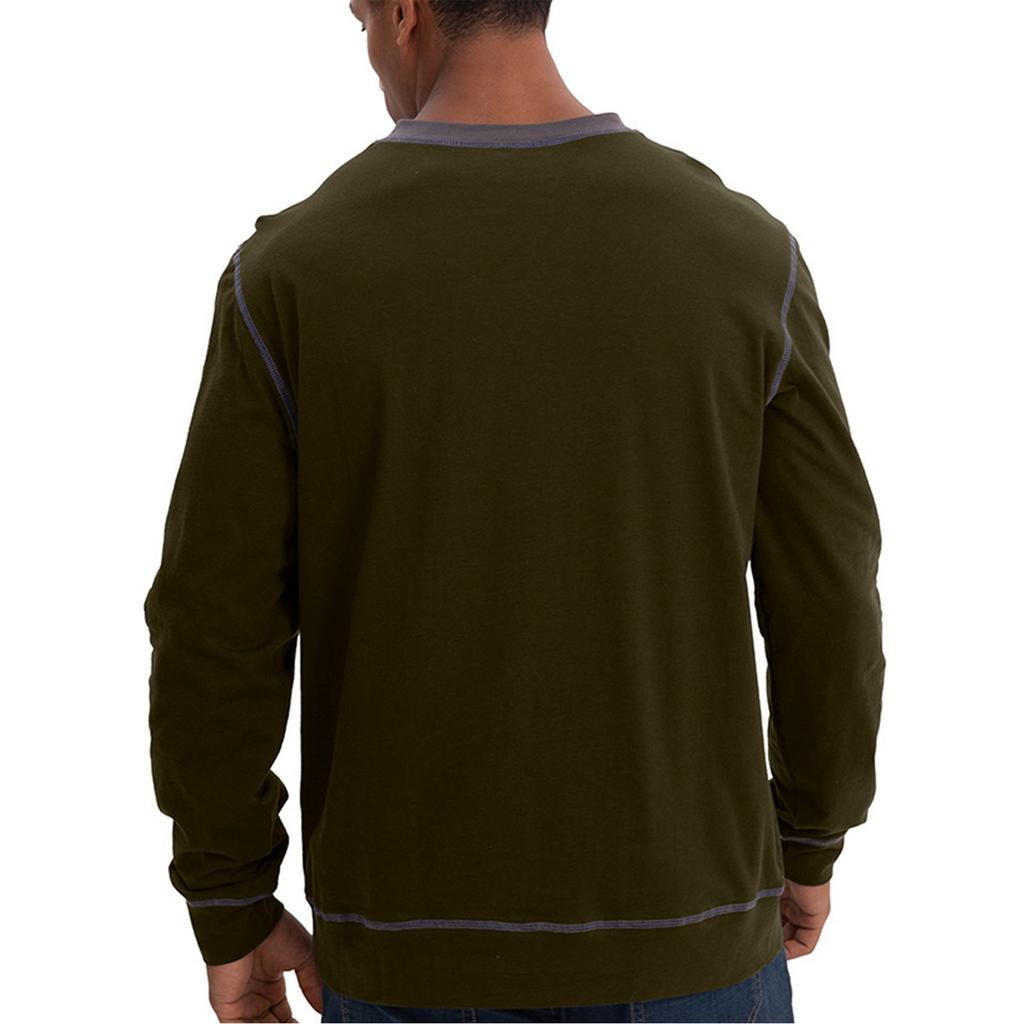 Herre våren ensfarget V-hals retro langermet topper Herre casual motetopper